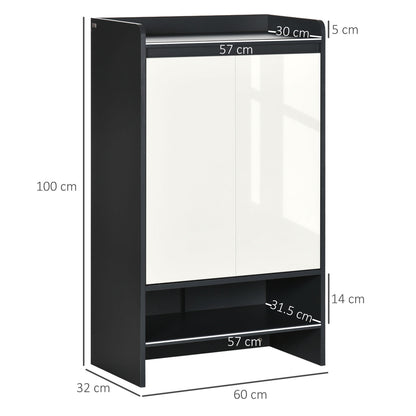 HOMCOM High Gloss Shoe Cabinet in Grey