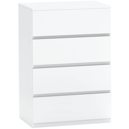HOMCOM Chest of Drawers, a modern white four-drawer storage cabinet with a clean design