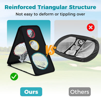 Comparison of the golf chipping net structure with another product
