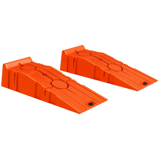 DURHAND 2 Pieces Car Ramps in bright orange plastic, showing the textured surface and ridged design