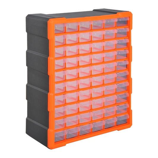 DURHAND 60 Drawers Parts Organiser Wall Mount Storage Cabinet with clear orange drawers