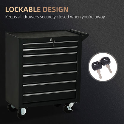 The lockable design of the tool cabinet is shown with two keys in the lock
