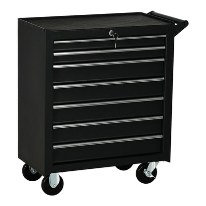 DURHAND 7-Drawer Tool Box on Wheels, a matte black tool cabinet with a handle and wheels
