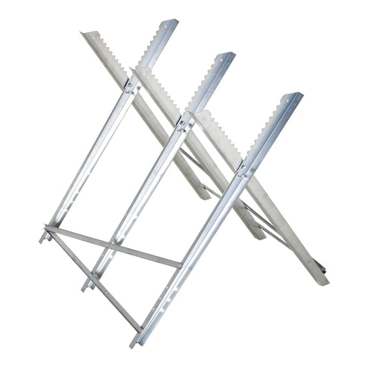 DURHAND Portable Sawhorse Heavy Duty Steel Adjustable Work Support, a foldable metal A-frame stand with serrated top edges