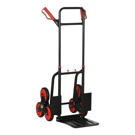 DURHAND Steel Folding Hand Truck with red handles and wheels, shown from the front