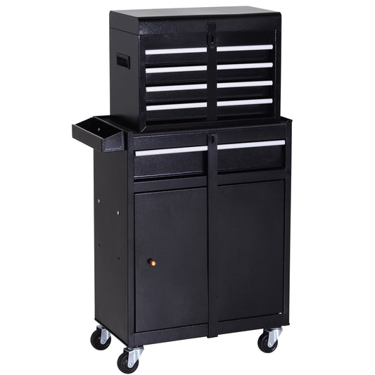 DURHAND Tool Chest with multiple drawers and a bottom cupboard on castor wheels