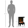 HOMCOM 180 Charming Electric Fireplace Heater, Quiet Freestanding Stove with LED Flame Effect, Level-less Temperature Control, Overheating Protection, 1000W/2000W, Black