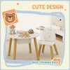 AIYAPLAY 3-Piece Kids Activity Table Set with Centre Mesh Bag, Bear-Shaped Backrest, for Arts and Crafts, Reading, White