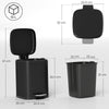 HOMCOM 12L Modern Boxy Metal Home Kitchen Bin - Black