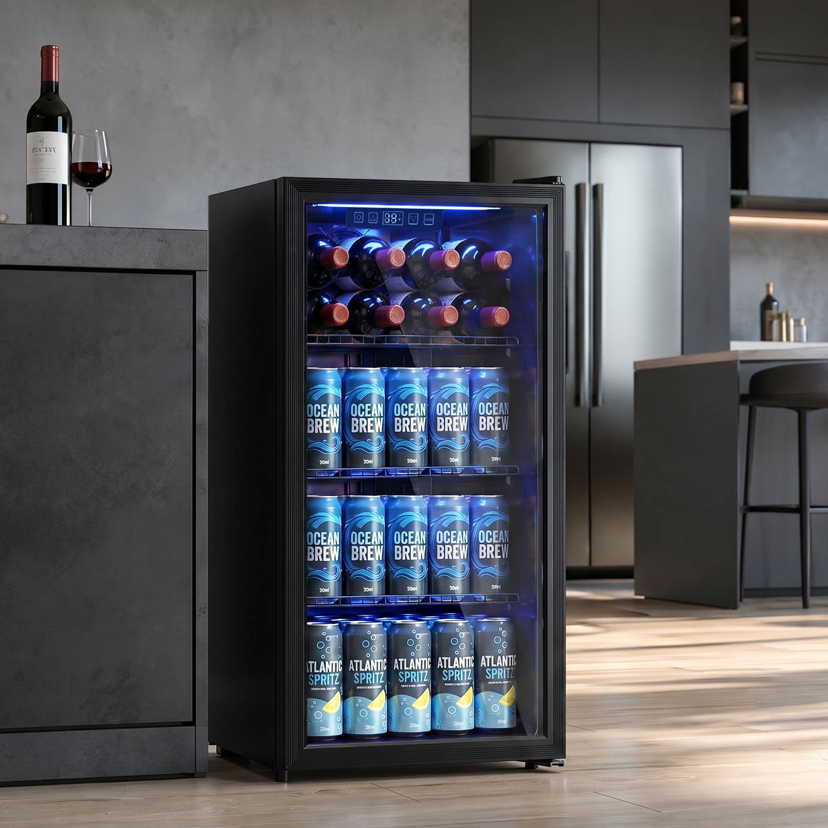 HOMCOM 90L Drinks Fridge in Black