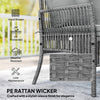 Outsunny 3 Piece Rattan Garden Furniture Corner Sofa Set with Chaise Lounge, Loveseat, Glass Coffee Table, Cushions, Dark Grey