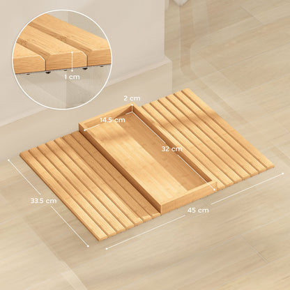HOMCOM Bamboo Sofa Arm Tray, Foldable Anti-Slip Armrest Tray for Drinks and Snacks, Natural Wood Finish