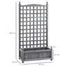 Outsunny Garden Planters with Trellis for Climbing Vines, Wood Raised Beds for Garden, Flower Pot, Indoor Outdoor, Grey