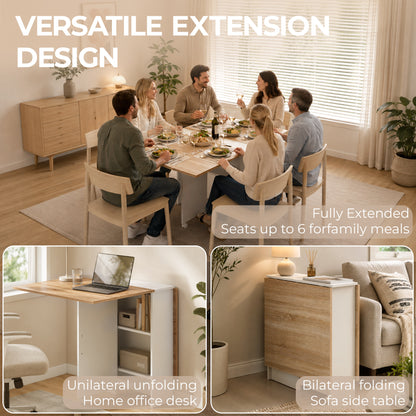 HOMCOM Folding Dining Table in a Natural Wood Finish