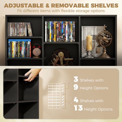 HOMCOM 835 CD/500 DVD Storage Unit, Blu-ray Media Storage Shelf with 27 Compartments and 21 Adjustable Shelves, Black