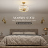 HOMCOM Crystal Ceiling Light Fixture, Semi Flush Mount Modern Crystal Chandelier Ceiling Light for Living Room, Bedroom, Hallway, Dining Room, E14 Base 3-Lights, Bulbs Not Included, Gold Tone