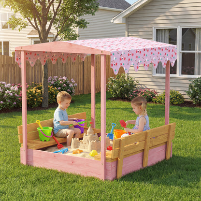 AIYAPLAY Wooden Sandbox with Lid in Pink