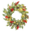 HOMCOM 60 cm Prelit Christmas Wreath, Door Wreath with Realistic Branches, 30 Warm White LEDs, Timer, Battery Operated