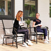 Outsunny Gliding Jack and Jill Seat, with Glass-Top Table - Brown/Beige