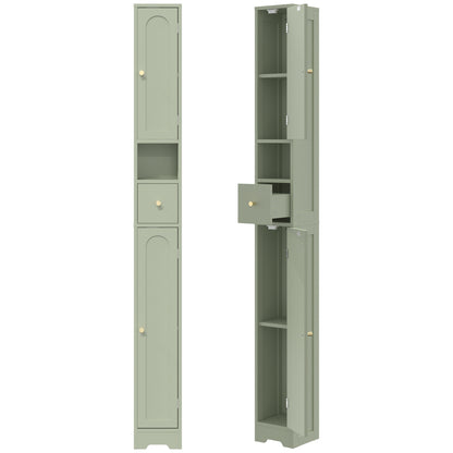 HOMCOM 185 cm Tall Bathroom Cabinet with Arched Doors - Light Green