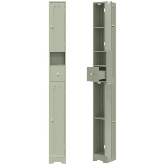 HOMCOM 185 cm Tall Bathroom Cabinet with Arched Doors - Light Green