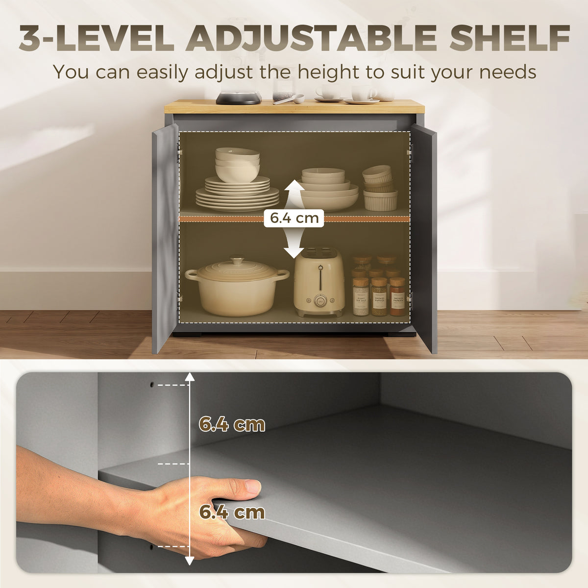 HOMCOM Kitchen Sideboard in Grey