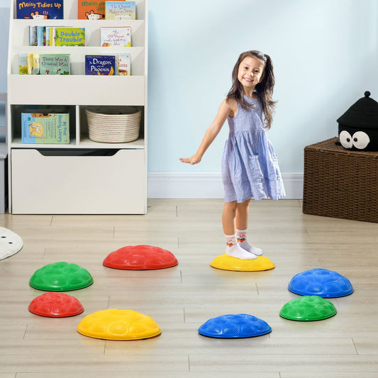 ZONEKIZ أحجار تسلق للأطفال مكونة من ثماني قطع، مع حصائر غير قابلة للانزلاق، أحجار نهر التوازن
