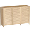 HOMCOM Bamboo Shoe Cabinet with Louvered Doors, 18 Pairs Shoe Storage Cabinet with Adjustable Shelves for Hallway, Natural