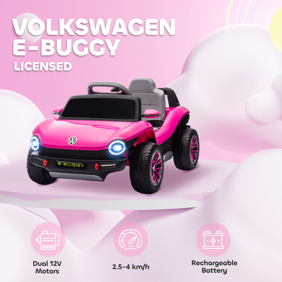 AIYAPLAY Volkswagen Licensed Kids Electric Car in Pink