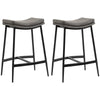 HOMCOM Breakfast Bar Stools Set of 2, Microfibre Upholstered Barstools, Industrial Bar Chairs with Curved Seat and Steel Frame for Dining Room, Kitchen, Grey