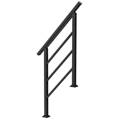 Outsunny Outdoor Handrail for Stairs, 0°-45° Adjustable Wrought Iron Exterior Handrail, Fit 1 to 3 Steps Stair Railing