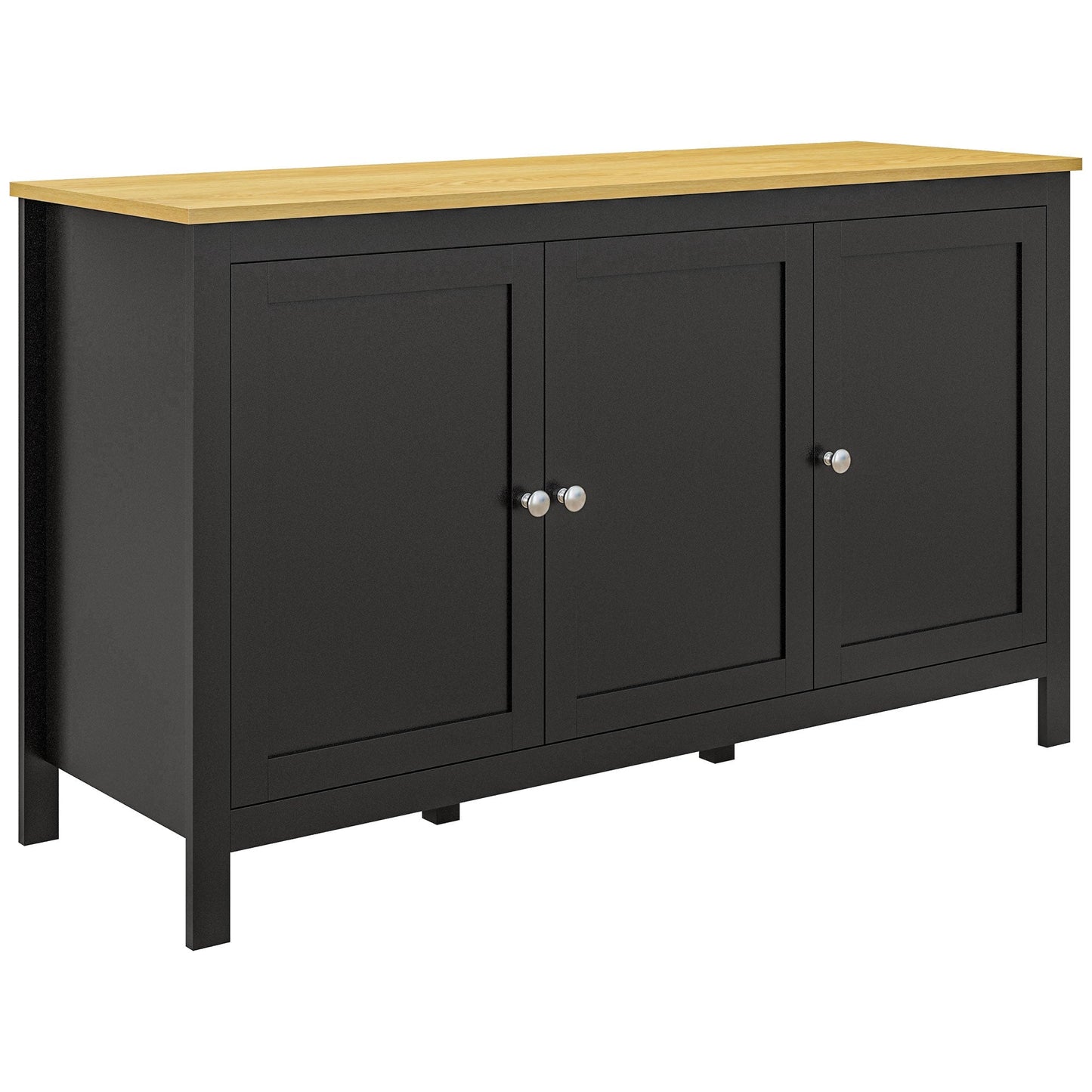 HOMCOM Sideboard, Buffet Cabinet with Doors and Adjustable Shelves for Living Room, Entryway, Black and Natural