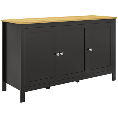 HOMCOM Sideboard, Buffet Cabinet with Doors and Adjustable Shelves for Living Room, Entryway, Black and Natural