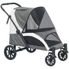 PawHut Foldable Pet Stroller for Large Dogs with 4 Big Wheels, Shock-Absorbing Frame, Safety Leashes, Brakes, Dark Grey
