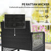 Outsunny 3 Pieces Rattan Bistro Set with Glass Top Coffee Table, Chairs and Cushions for Outdoor, Patio, Balcony, Cream
