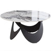 HOMCOM Coffee Table Sintered Stone Top Adjustable Foot Pads Modern Center Table for Living Room White and Black