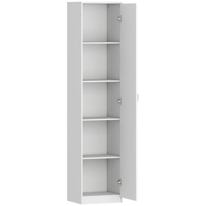 HOMCOM 180cm Tall Kitchen Cupboard, Freestanding 5-Tier Pantry Storage Cabinet with Adjustable Shelf, White