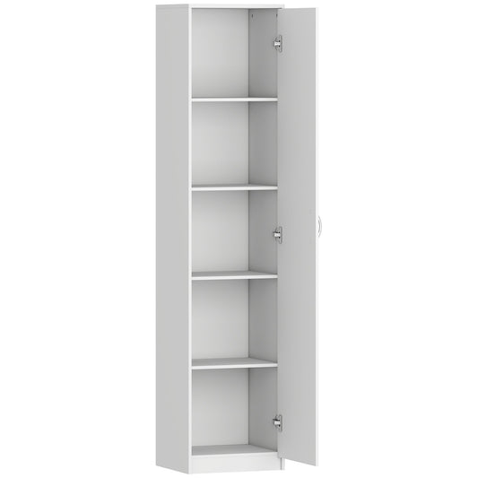 HOMCOM 180cm Tall Kitchen Cupboard, Freestanding 5-Tier Pantry Storage Cabinet with Adjustable Shelf, White