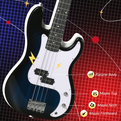 SPORTNOW 4 String Full Size Electric Bass Guitar for Beginners