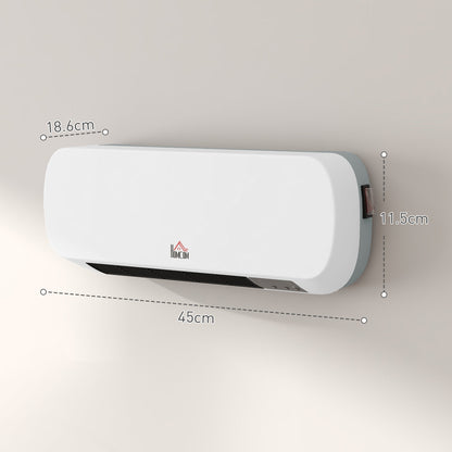 HOMCOM 2000W Wall Mounted Ceramic Space Heater, 10-49°C Temperature, White