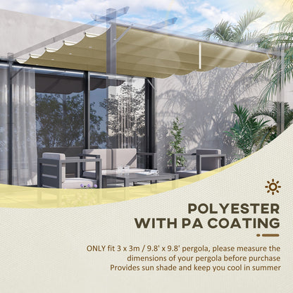Outsunny Retractable Pergola Cover, 2.55 x 2.5 m Replacement Canopy Fabric for 3 x 3 m Frame, Roof Top Only, Beige