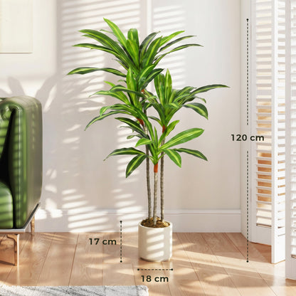 HOMCOM 120cm Lifelike Fake Tree, Artificial Dracaena Tree with Bendable Trunks, Green