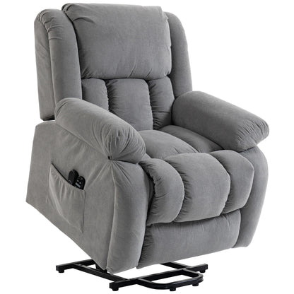 HOMCOM Recliner Armchair Lift Chair, Electric Recliner Chair with Vibration Massage and Heat, Wide Seat, USB Port, Light Grey