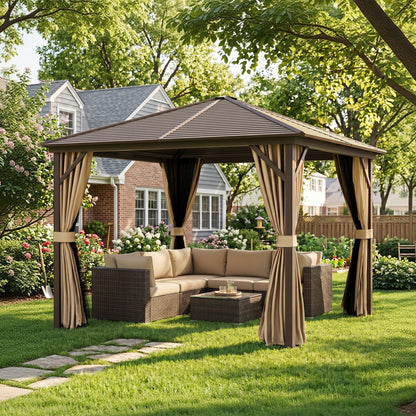 Outsunny Metal Hardtop Gazebo in Brown