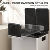 HOMCOM 56L Dual Compartment Stainless Steel Bin, with Deodoriser Holders - Silver Tone
