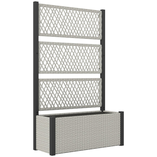 Outsunny Garden Planter Box with Trellis, Liner for Climbing Plants, Vegetables, Flowers, 90 x 35 x 148 cm, Mixed-grey