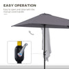 Outsunny Balcony Half Parasol Semi Round Umbrella Patio Crank Handle (2.3 m, Grey)- NO BASE INCLUDED
