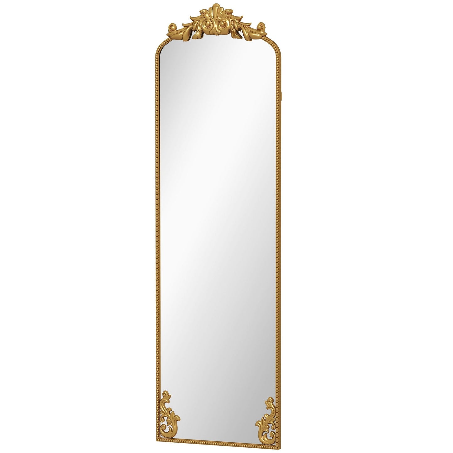 HOMCOM Full Length Mirror, 50 x 160 cm Floor Mirror with Baroque Metal Frame for Bedroom, Living Room, Dressing Room, Gold Tone
