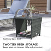 Outsunny Side Table 2-Tier Outdoor Coffee Table with Storage Shelf PS Wood Slat Top/Grey