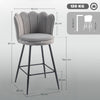 HOMCOM Set of Two Velvet-Feel Lotus Bar Stools - Grey